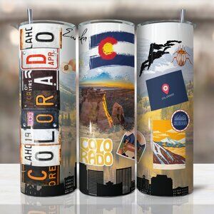 Colorado Mountain Tumbler, Colorado State Tumbler, 20oz Skinny Tumbler